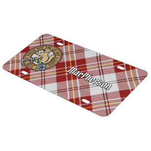 Clan MacPherson Crest over Red Dress Tartan License Plate