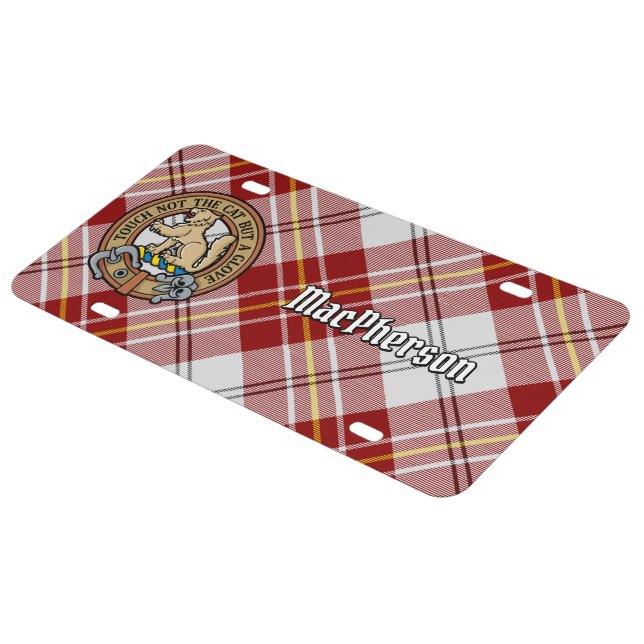 Clan MacPherson Crest over Red Dress Tartan License Plate (Side)