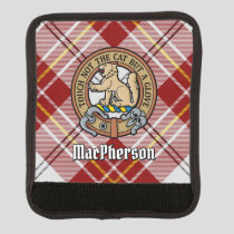 Clan MacPherson Crest over Red Dress Tartan Luggage Handle Wrap