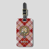 Clan MacPherson Crest over Red Dress Tartan Luggage Tag