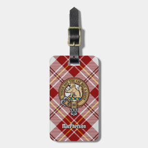 Clan MacPherson Crest over Red Dress Tartan Luggage Tag