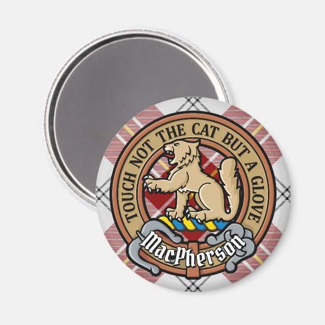Clan MacPherson Crest over Red Dress Tartan Magnet (Front/Back)
