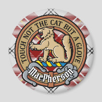 Clan MacPherson Crest over Red Dress Tartan Magnet