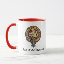 Clan MacPherson Crest over Red Dress Tartan Mug