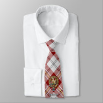 Clan MacPherson Crest over Red Dress Tartan Neck Tie