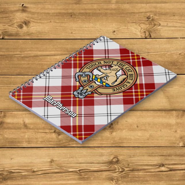 Clan MacPherson Crest over Red Dress Tartan Notebook (Creator Uploaded)