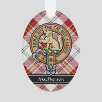 Clan MacPherson Crest over Red Dress Tartan Ornament