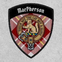 Clan MacPherson Crest over Red Dress Tartan Patch