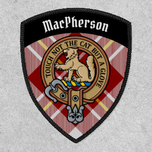 Clan MacPherson Crest over Red Dress Tartan Patch