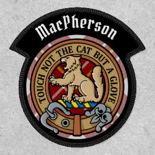 Clan MacPherson Crest over Red Dress Tartan Patch