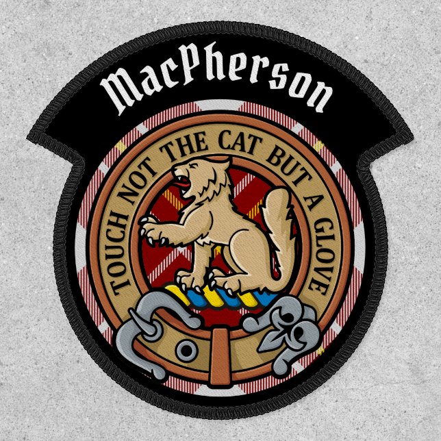 Clan MacPherson Crest over Red Dress Tartan Patch (Front)