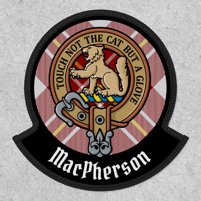 Clan MacPherson Crest over Red Dress Tartan Patch (Front)