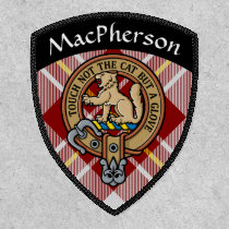 Clan MacPherson Crest over Red Dress Tartan Patch