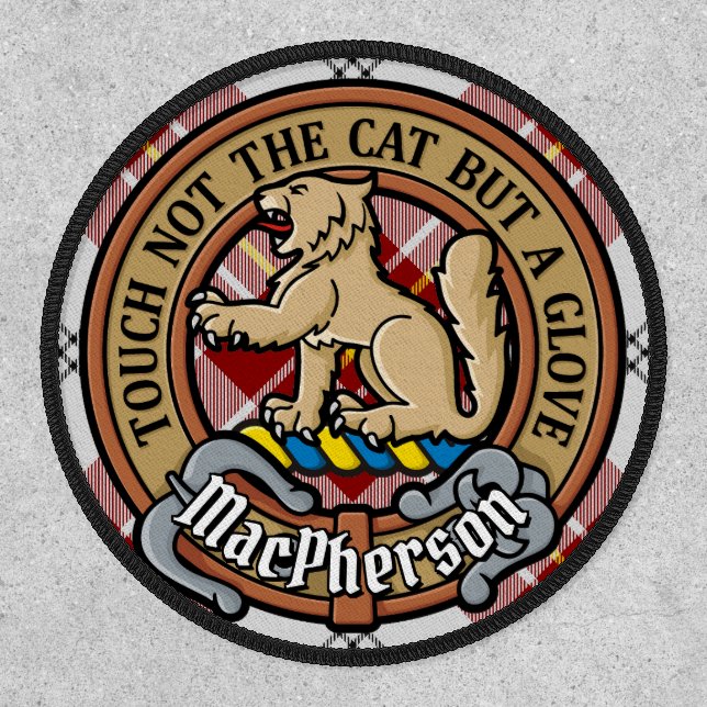 Clan MacPherson Crest over Red Dress Tartan Patch (Front)