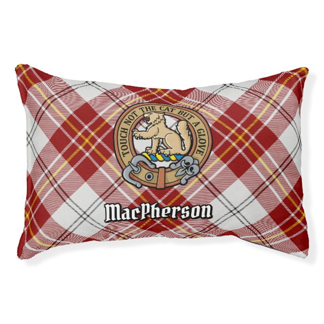 Clan MacPherson Crest over Red Dress Tartan Pet Bed (Front)