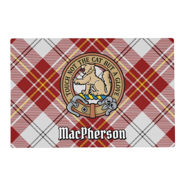 Clan MacPherson Crest over Red Dress Tartan Placemat (Front)