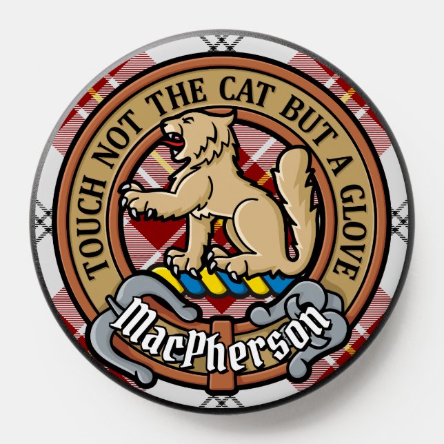 Clan MacPherson Crest over Red Dress Tartan PopSocket (Popsocket)