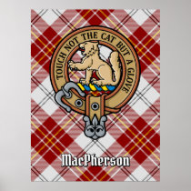 Clan MacPherson Crest over Red Dress Tartan Poster