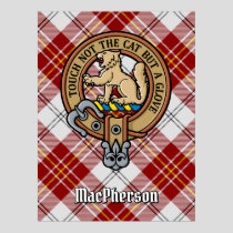 Clan MacPherson Crest over Red Dress Tartan Poster