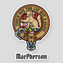 Clan MacPherson Crest over Red Dress Tartan Sticker