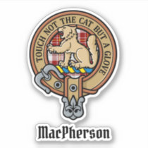 Clan MacPherson Crest over Red Dress Tartan Sticker