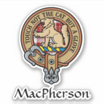 Clan MacPherson Crest over Red Dress Tartan Sticker