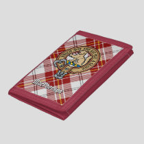 Clan MacPherson Crest over Red Dress Tartan Trifold Wallet