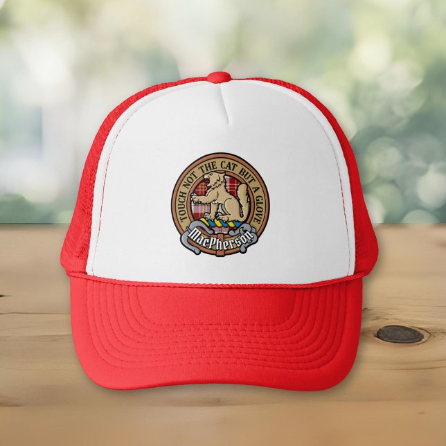 Clan MacPherson Crest over Red Dress Tartan Trucker Hat (Creator Uploaded)