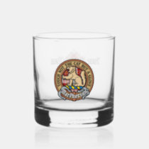 Clan MacPherson Crest over Red Dress Tartan Whiskey Glass