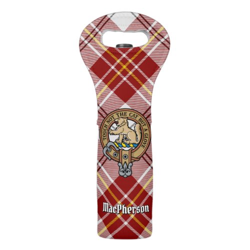 Clan MacPherson Crest over Red Dress Tartan Wine Bag