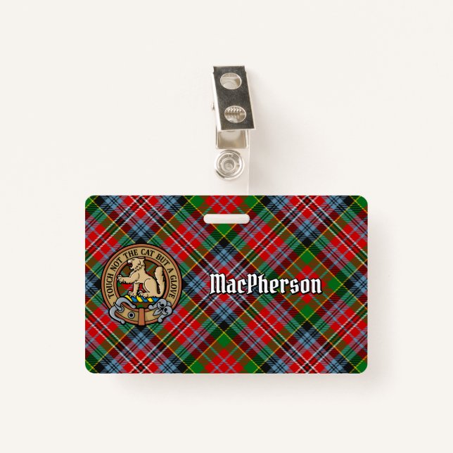 Clan MacPherson Crest over Tartan Badge (Front with Clip)