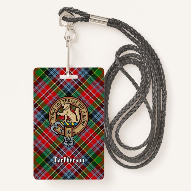 Clan MacPherson Crest over Tartan Badge (Front with Lanyard)