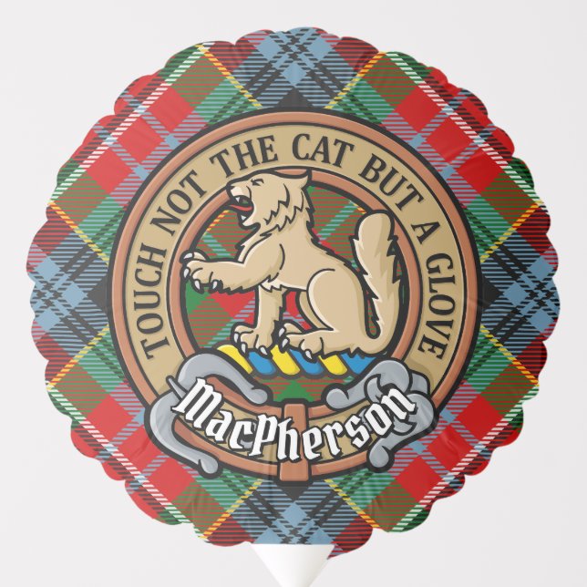 Clan MacPherson Crest over Tartan Balloon (Front)