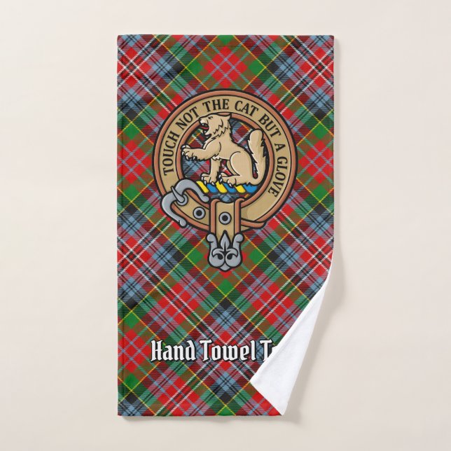 Clan MacPherson Crest over Tartan Bath Towel Set (Hand Towel)