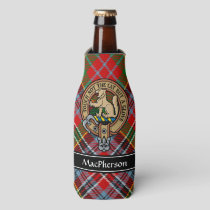 Clan MacPherson Crest over Tartan Bottle Cooler