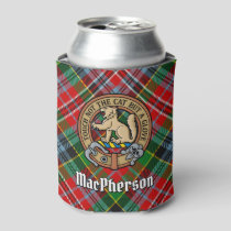 Clan MacPherson Crest over Tartan Can Cooler