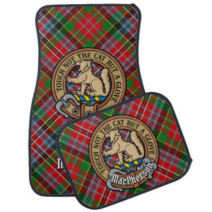 Clan MacPherson Crest over Tartan Car Floor Mat