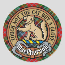 Clan MacPherson Crest over Tartan Classic Round Sticker
