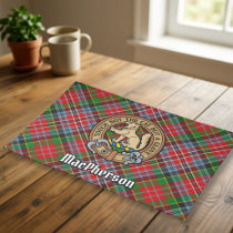 Clan MacPherson Crest over Tartan Cloth Placemat