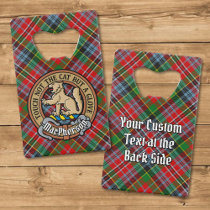 Clan MacPherson Crest over Tartan Credit Card Bottle Opener