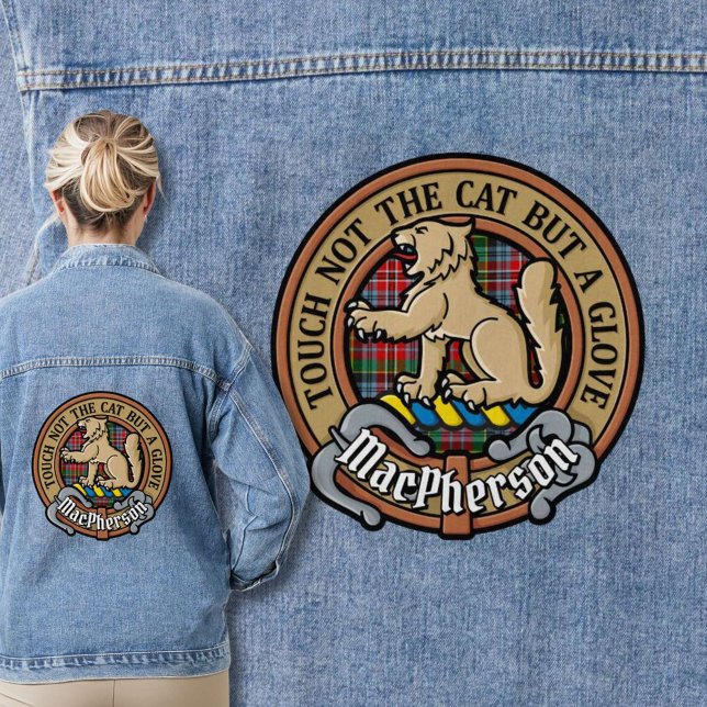 Clan MacPherson Crest over Tartan Denim Jacket (Creator Uploaded)