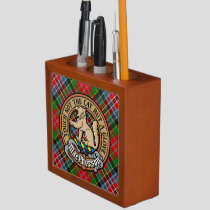 Clan MacPherson Crest over Tartan Desk Organizer