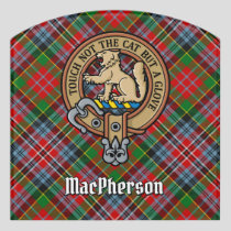 Clan MacPherson Crest over Tartan Door Sign