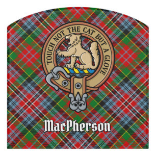 Clan MacPherson Crest over Tartan Door Sign