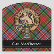 Clan MacPherson Crest over Tartan Door Sign