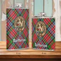 Clan MacPherson Crest over Tartan Flask