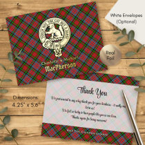 Clan MacPherson Crest over Tartan Foil Invitation Postcard