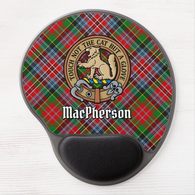 Clan MacPherson Crest over Tartan Gel Mouse Pad (Front)