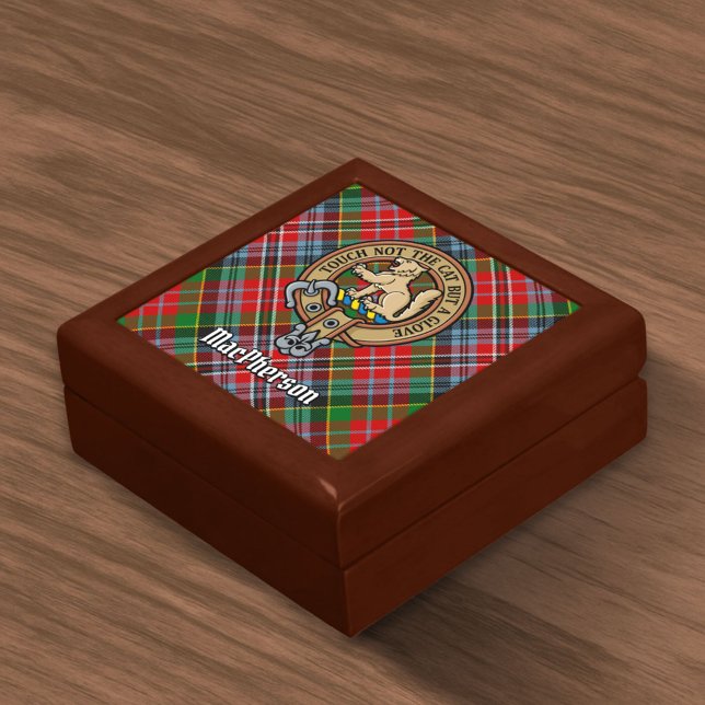Clan MacPherson Crest over Tartan Gift Box (Creator Uploaded)