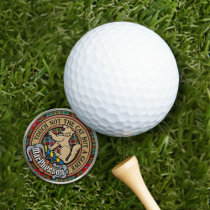 Clan MacPherson Crest over Tartan Golf Ball Marker